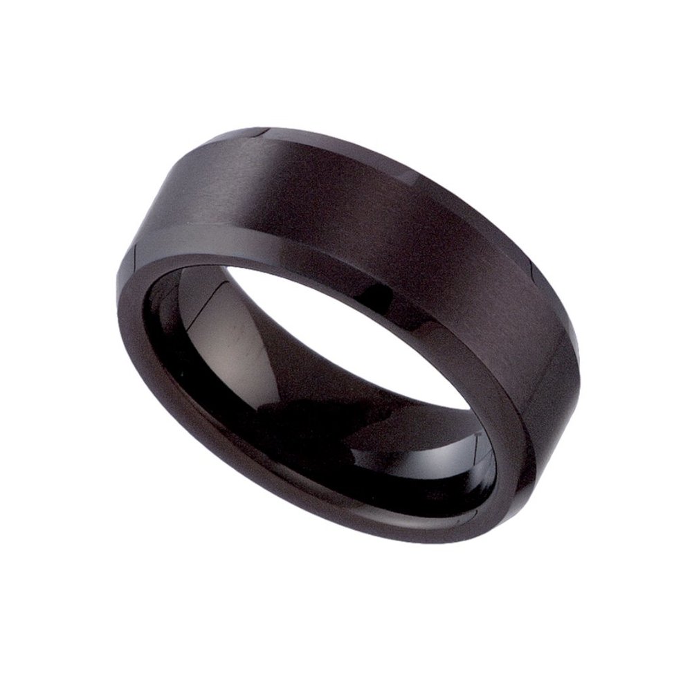 Men's Black Tungsten Carbide Band Ring - Sleek Matte Finish